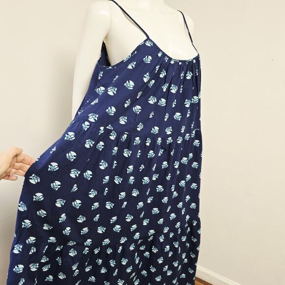 Universal Thread Midi Dress Large Sleeveless Stamped Floral Print Tiered Pockets - Picture 5 of 10